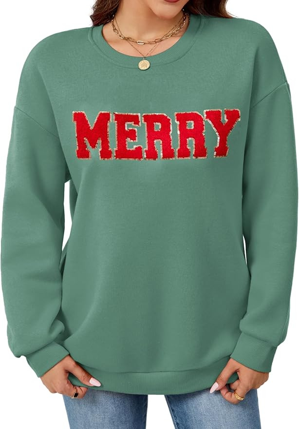 Leikar Christmas Sweatshirts For Women Retro Santa Hoodies Crewneck Pullover Sweater Holidays Fas... | Amazon (US)