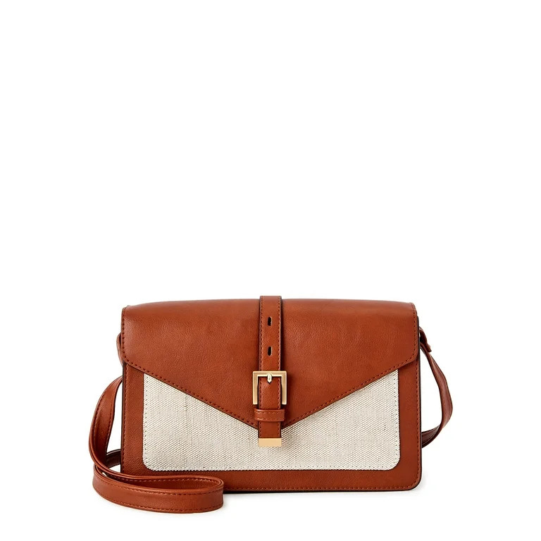 Time and Tru Women's Lori Front Flap Crossbody Handbag Cognac - Walmart.com | Walmart (US)