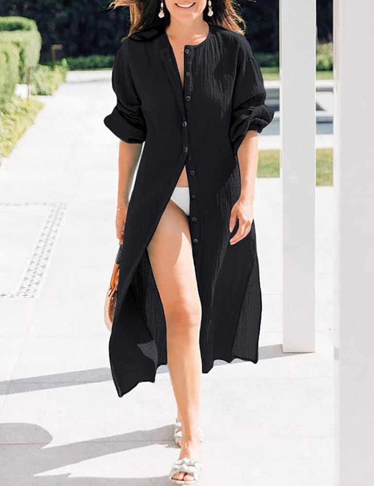 Bsubseach Womens Chiffon/Rayon Beach Blouses Kimono Cardigan Long Bikini Cover Up | Amazon (US)