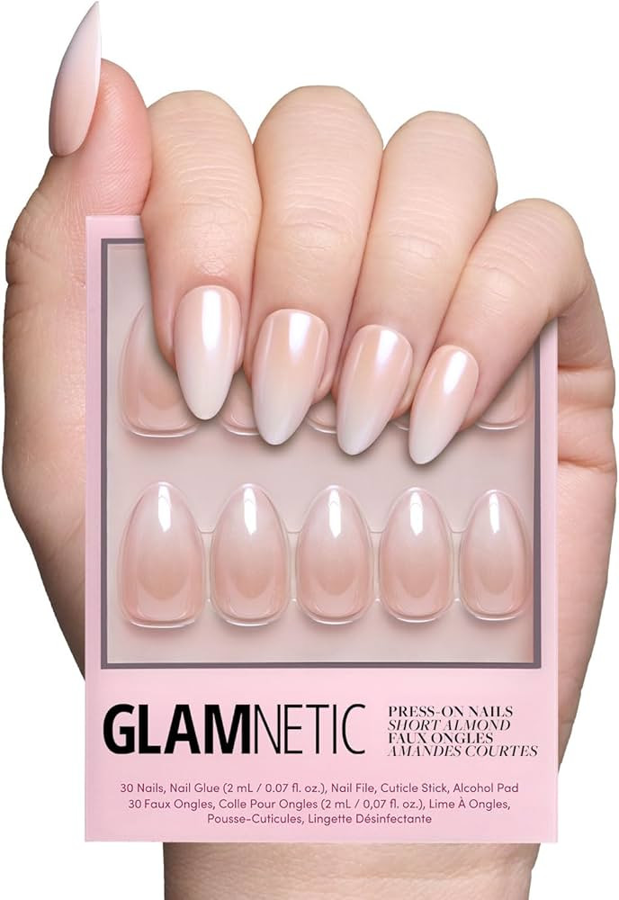 Glamnetic Press On Nails - Fiancéd | Short Almond Fake Nails with a Nude Ombré for Weddings, Gl... | Amazon (US)