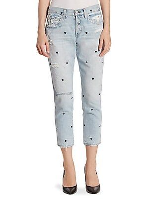 Tomboy Cropped Floral-Embroidered Jeans | Saks Fifth Avenue OFF 5TH