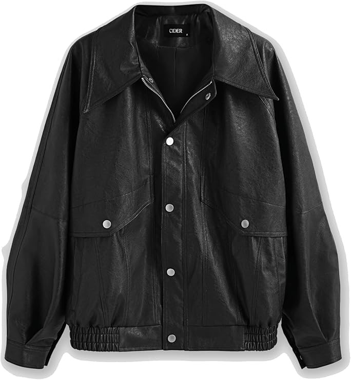 CIDER Faux Leather Zipper Jacket Women's Faux Leather Long Sleeve Zipper Jacket Trendy Cool Casua... | Amazon (US)