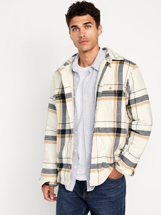 Sherpa-Lined Flannel Shacket for Men | Old Navy (US)