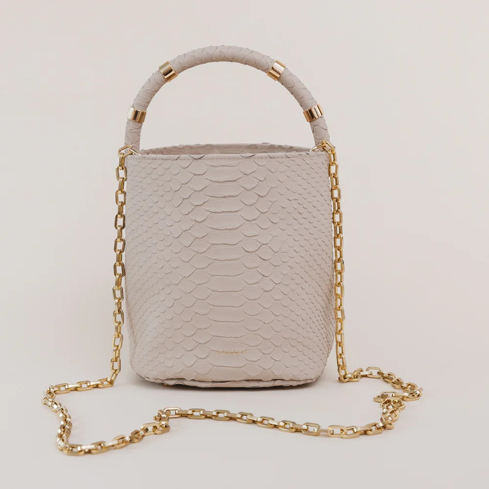 J. LOWERY MAX MINI Bucket Bag | Beige Python | J. LOWERY
