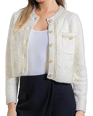 URBAN REVIVO Women's Knit Cardigan Sweaters Casual Long Sleeve Open Front Button Down Cropped Jac... | Amazon (US)