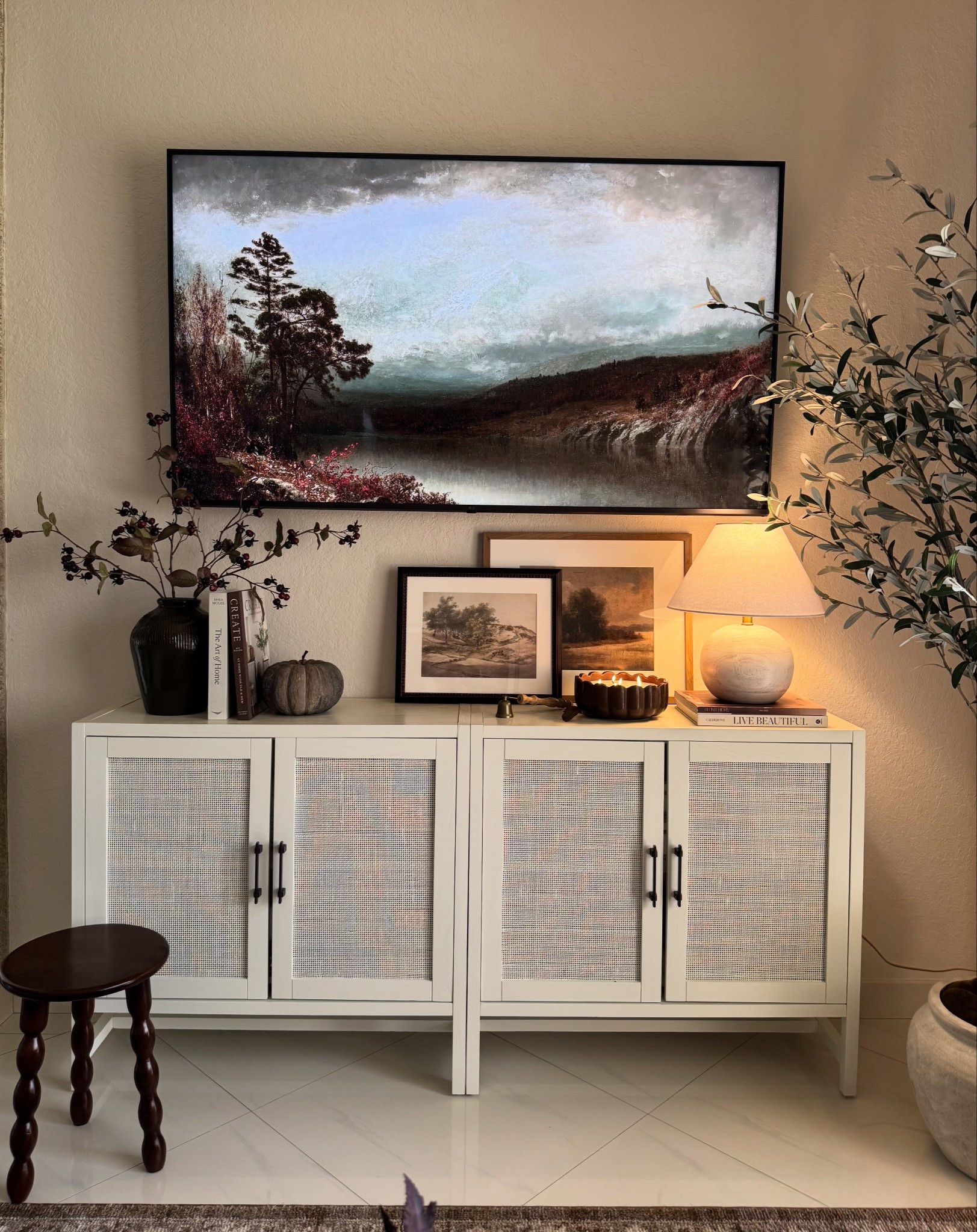Fall tv console styling🤎

#LTKHome #LTKSeasonal #LTKActive
