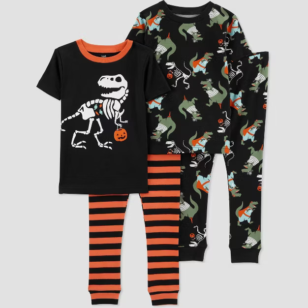 Carter's Just One You® Toddler Boys' 4pc Halloween Dinos Pajama Set - Orange/Black | Target