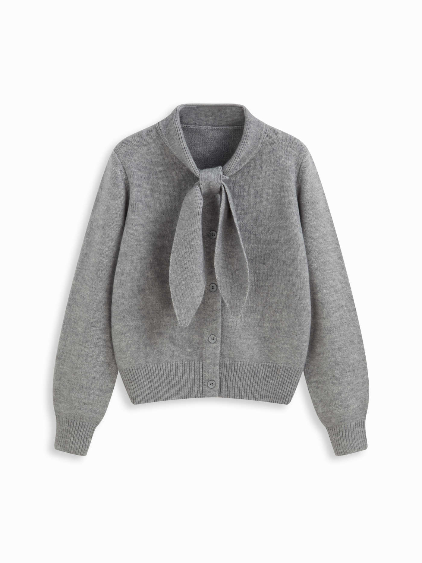Knit Collar Long Sleeve knotted Button Cardigan | Cider
