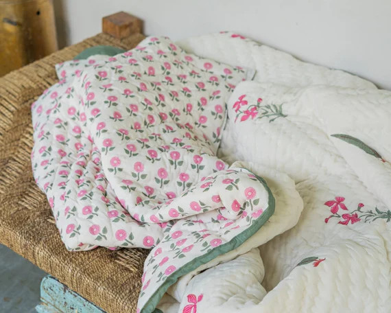 Anokhi Indian Jaipuri Block Print Quilt Printed Reversible | Etsy | Etsy (US)