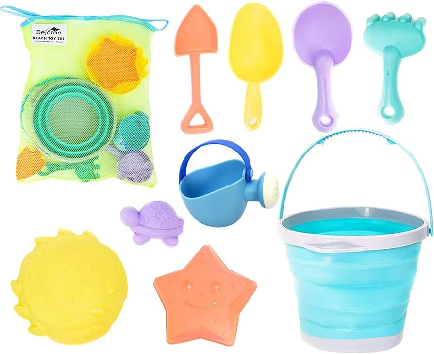 Beach Toys, Sand Box Toys for Kids Outdoor, Set of Sand Toys with Silicone Collapsible Bucket, Ki... | Amazon (US)