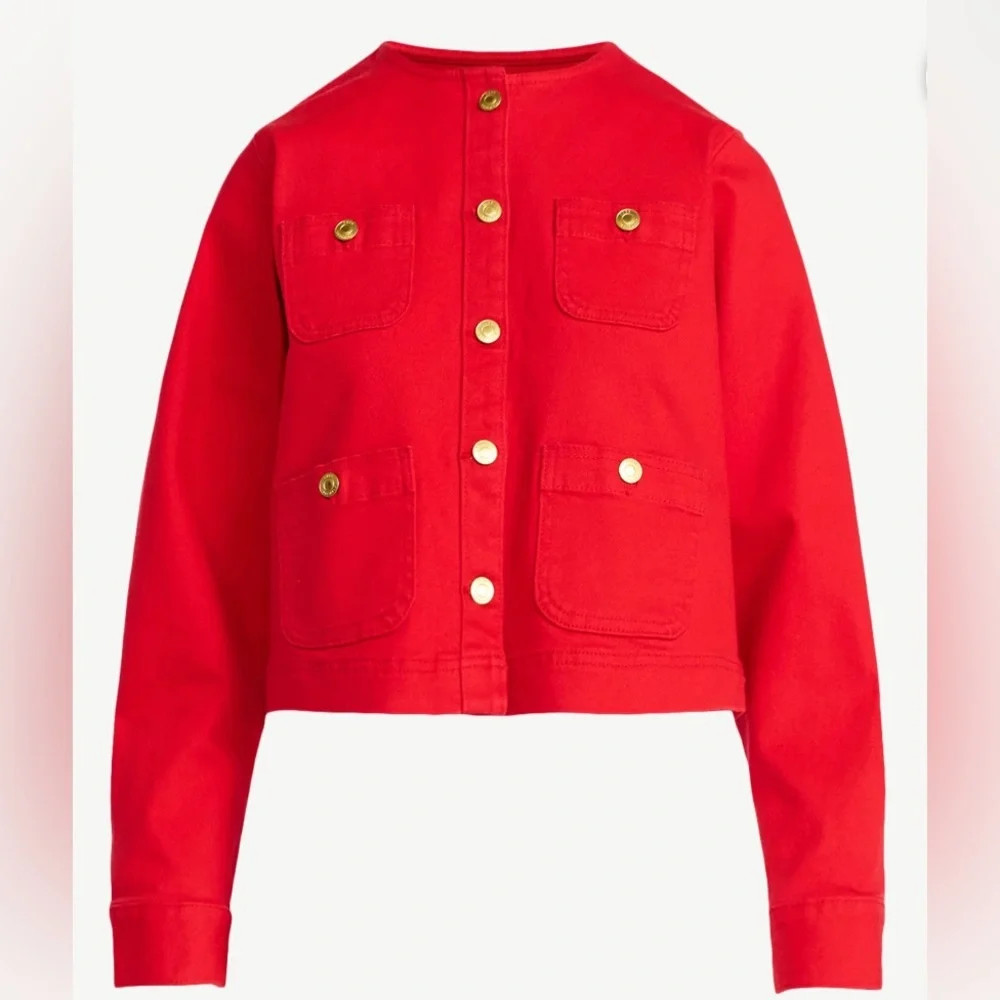 No Boundaries Red Jean Jacket with Gold Buttons | Poshmark