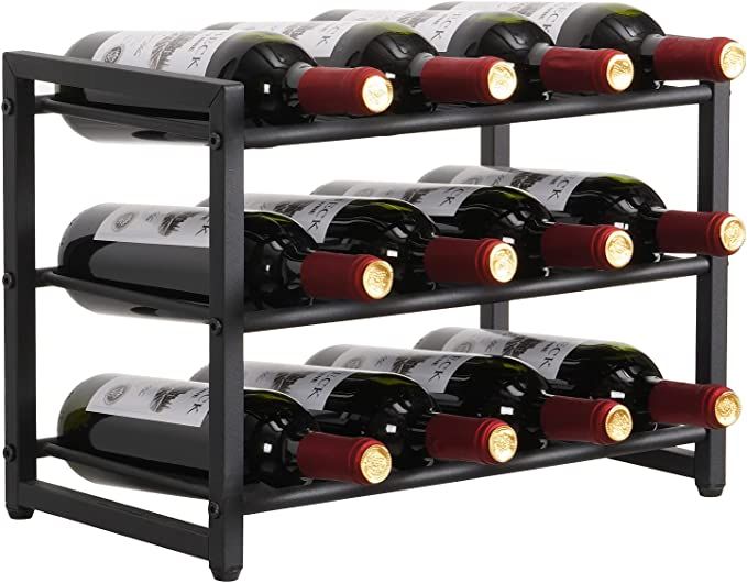 Giikin 12 Bottle Wine Rack Countertop, Storage Wine Rack Freestanding Floor, Display Storage Wine... | Amazon (US)