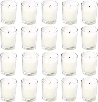 20 Pack Warm White Unscented Clear Glass Filled Votive Candles. Hand Poured Wax Candle Ideal Gift... | Amazon (US)