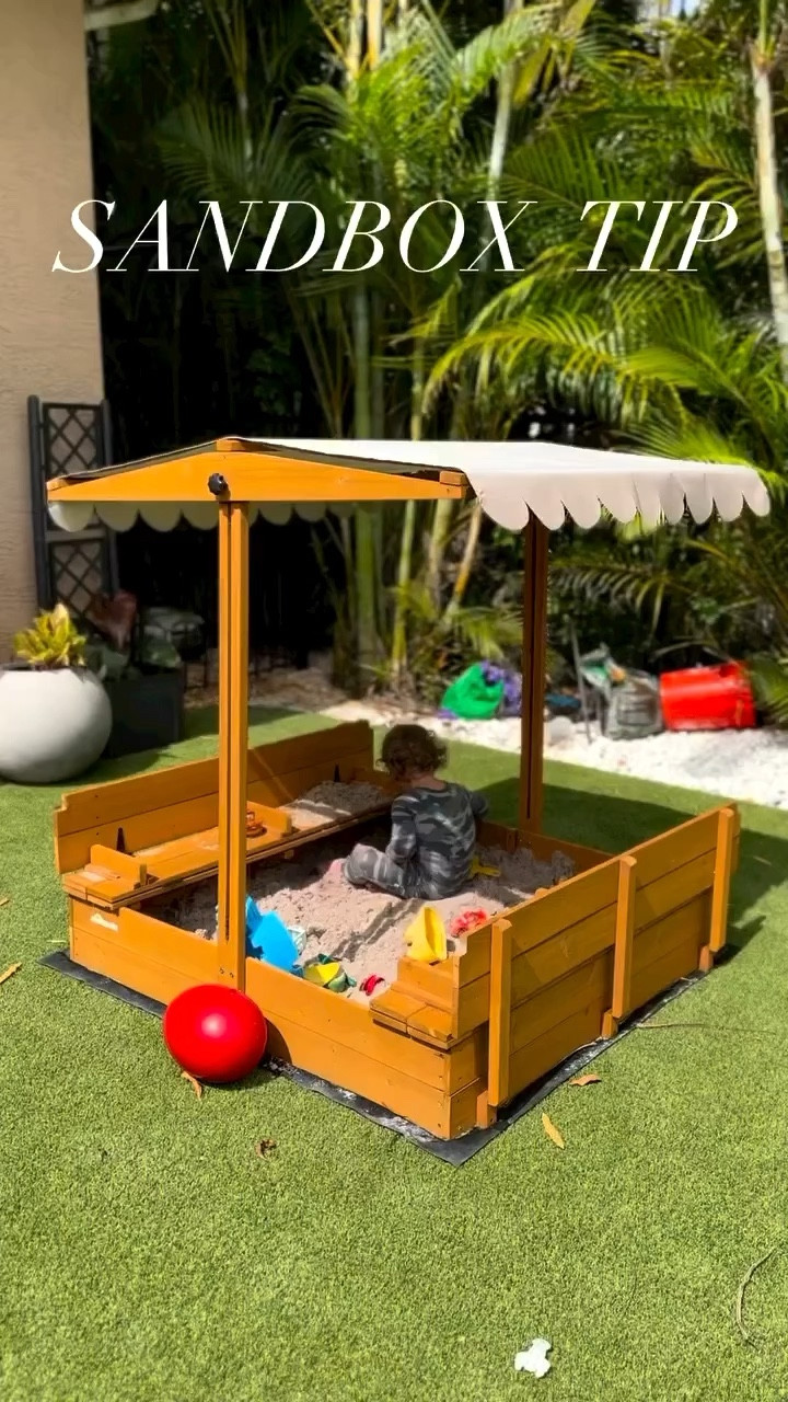 Sandbox with shade • backyard decor • toddler activities • sensory activities • backyard play • backyard oasis • sandbox with bench • outdoor toys • 

#LTKhome #LTKfamily #LTKkids