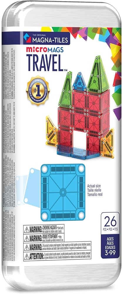 MAGNA-TILES microMAGS 26-Piece Travel Magnetic Construction Set \u2013 Bold Colors, The Original ... | Amazon (US)
