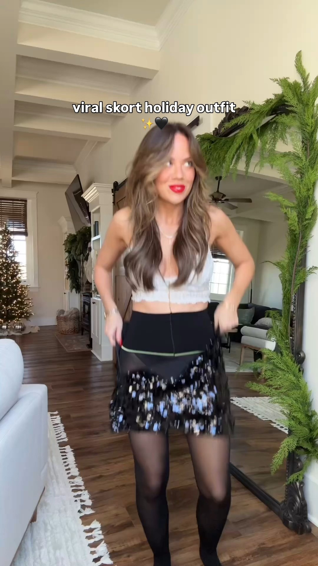 Viral skort holiday outfit! Code KRISMARIE20 works on my red lipstick! In XS skort & sweater. Tights are THE BESTT

#LTKFindsUnder50 #LTKFindsUnder100 #LTKHoliday