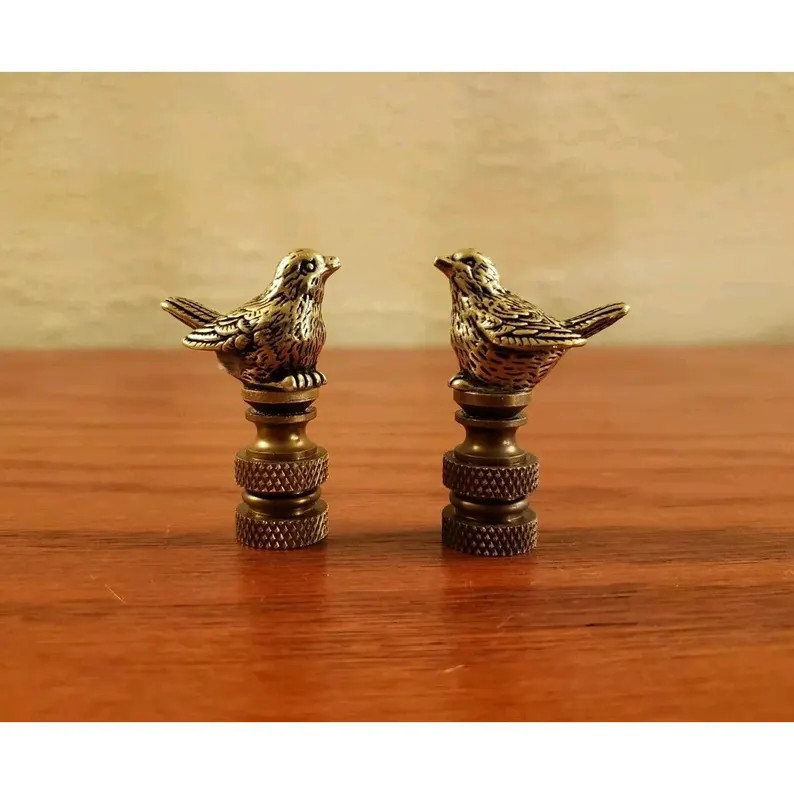 Brass Bird Lamp Finial Shade Topper: Retro Farmhouse Decor (Set of 2) | Etsy (US)