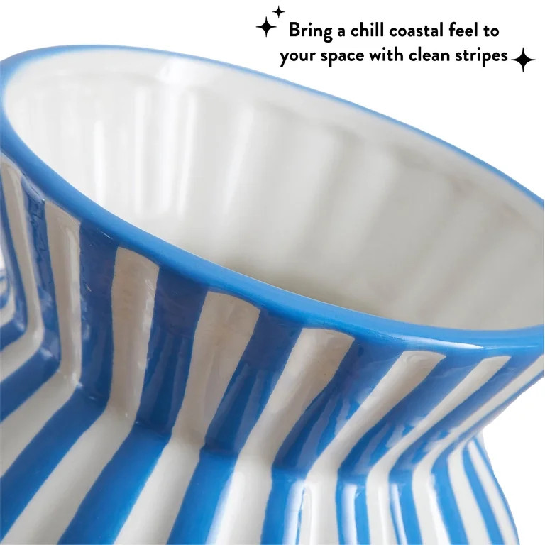 Mainstays Blue and White Striped Ceramic Vase | Walmart (US)