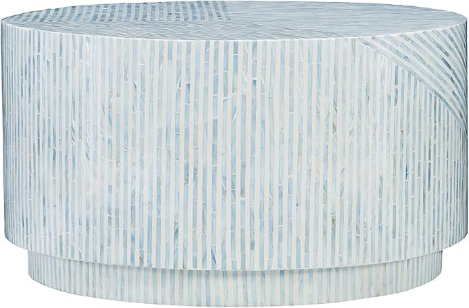 Linon The Perrin Blue Capiz Round Coffee Table | Amazon (US)