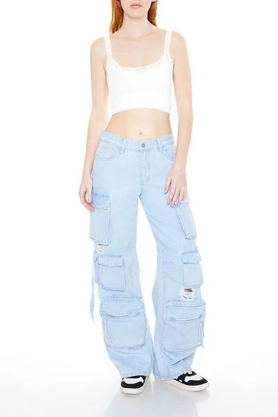 Distressed Utility Cargo Jeans | Forever 21