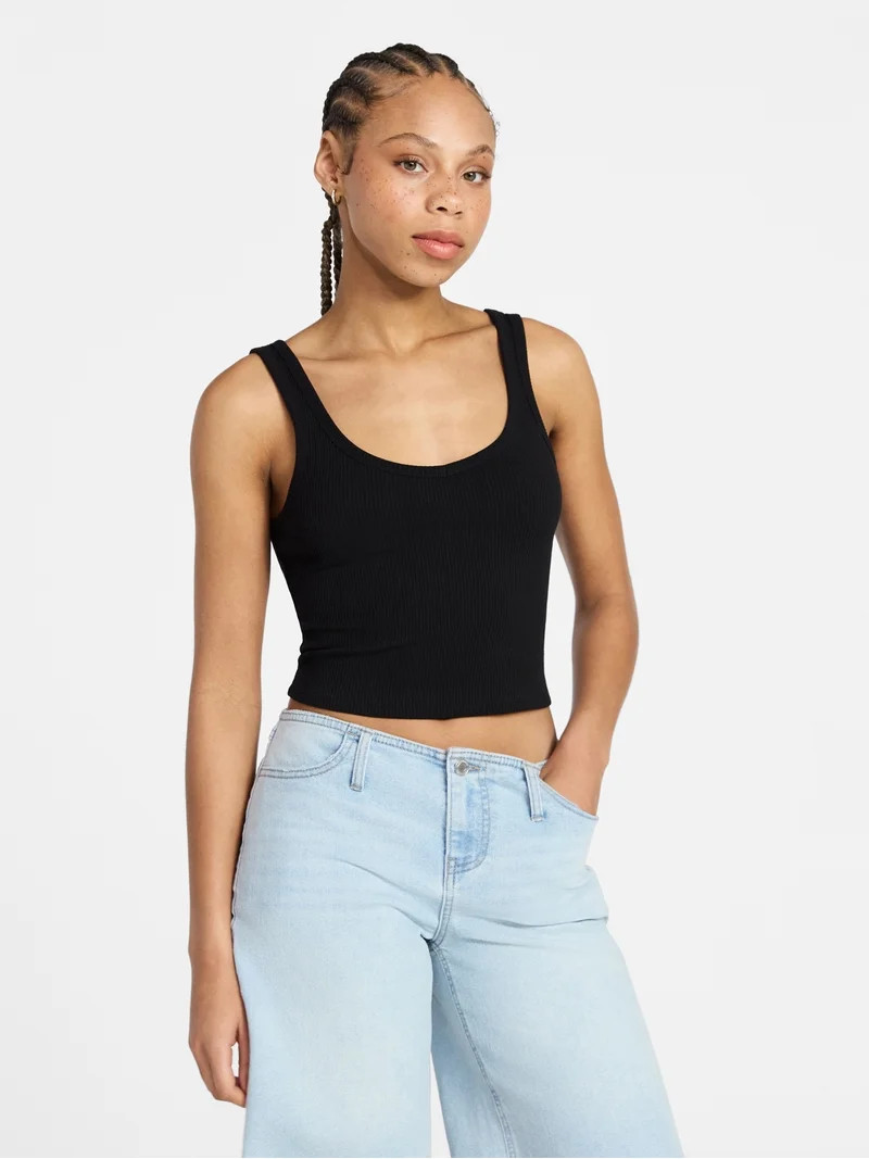 No Boundaries Cropped V-Neck Tank Top, Women’s XXS-XXL | Walmart (US)