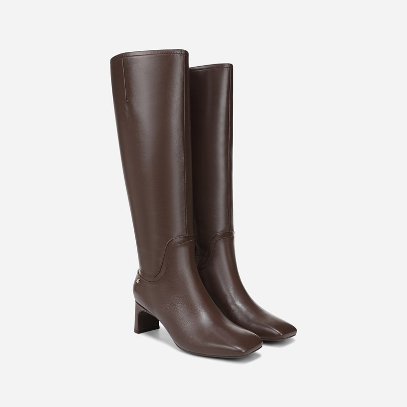 Naturalizer Candela Wide Calf Knee High Boots, Mocha Brown Leather, 9.0M Zip Closure | Naturalizer