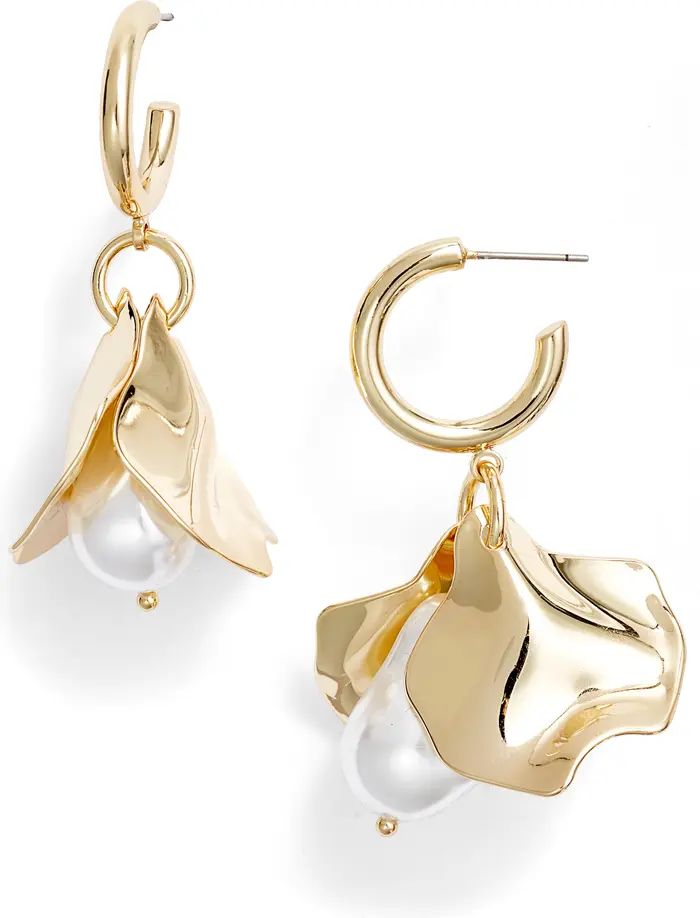 Petal & Imitation Pearl Drop Earrings | Nordstrom