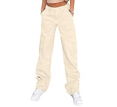 Lepunuo Cargo Pants for Women High Waisted Casual Pants Baggy Stretchy Wide Leg Y2K Streetwear wi... | Amazon (US)