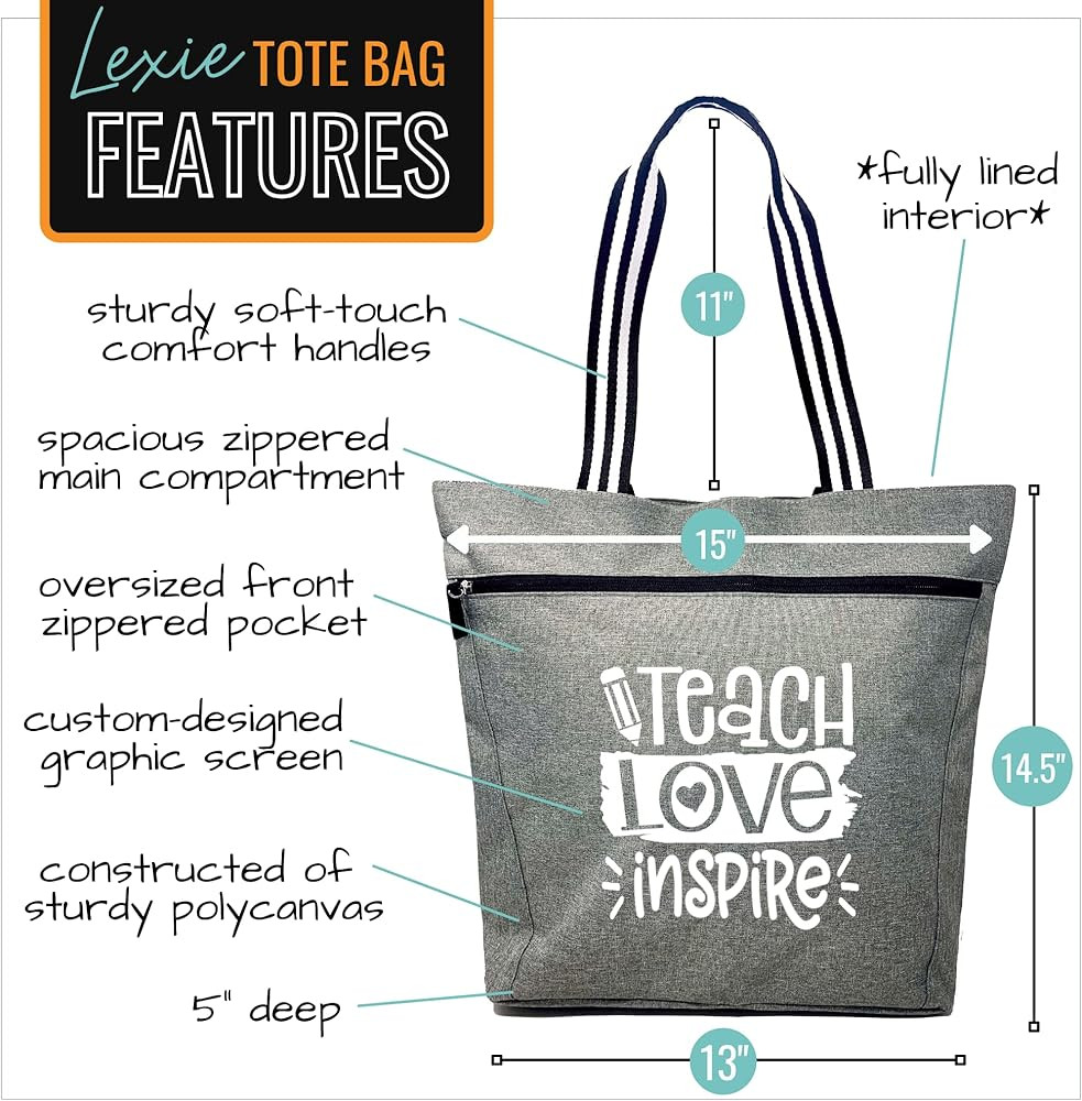 Brooke & Jess Designs Teacher Tote Bag for Work - Teacher Handbag Gifts for Women, Teacher Bag Be... | Amazon (US)