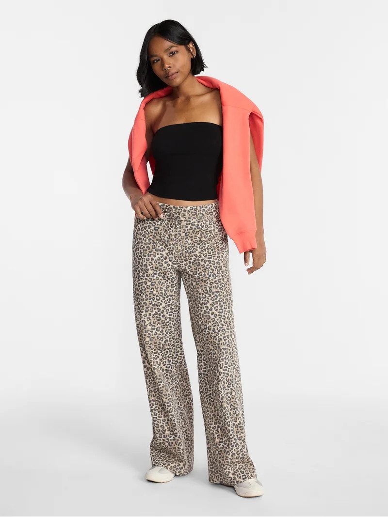 No Boundaries Mini Waist Wide Leg Pants, 31" Inseam, Women's XXS-XXL | Walmart (US)