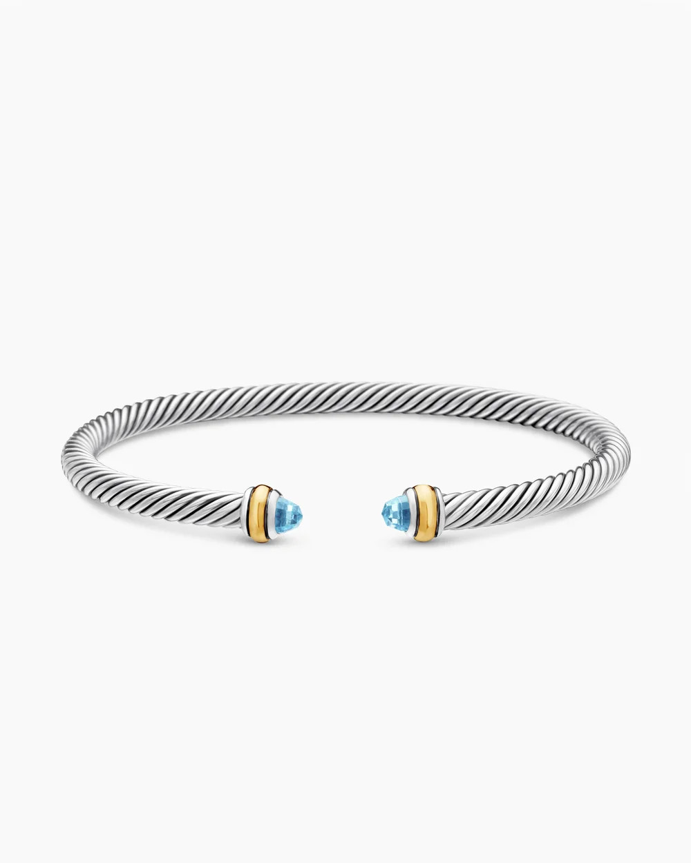 David Yurman | Classic Cable Bracelet in Sterling Silver with 18K Yellow Gold and Blue Topaz, 4mm | David Yurman