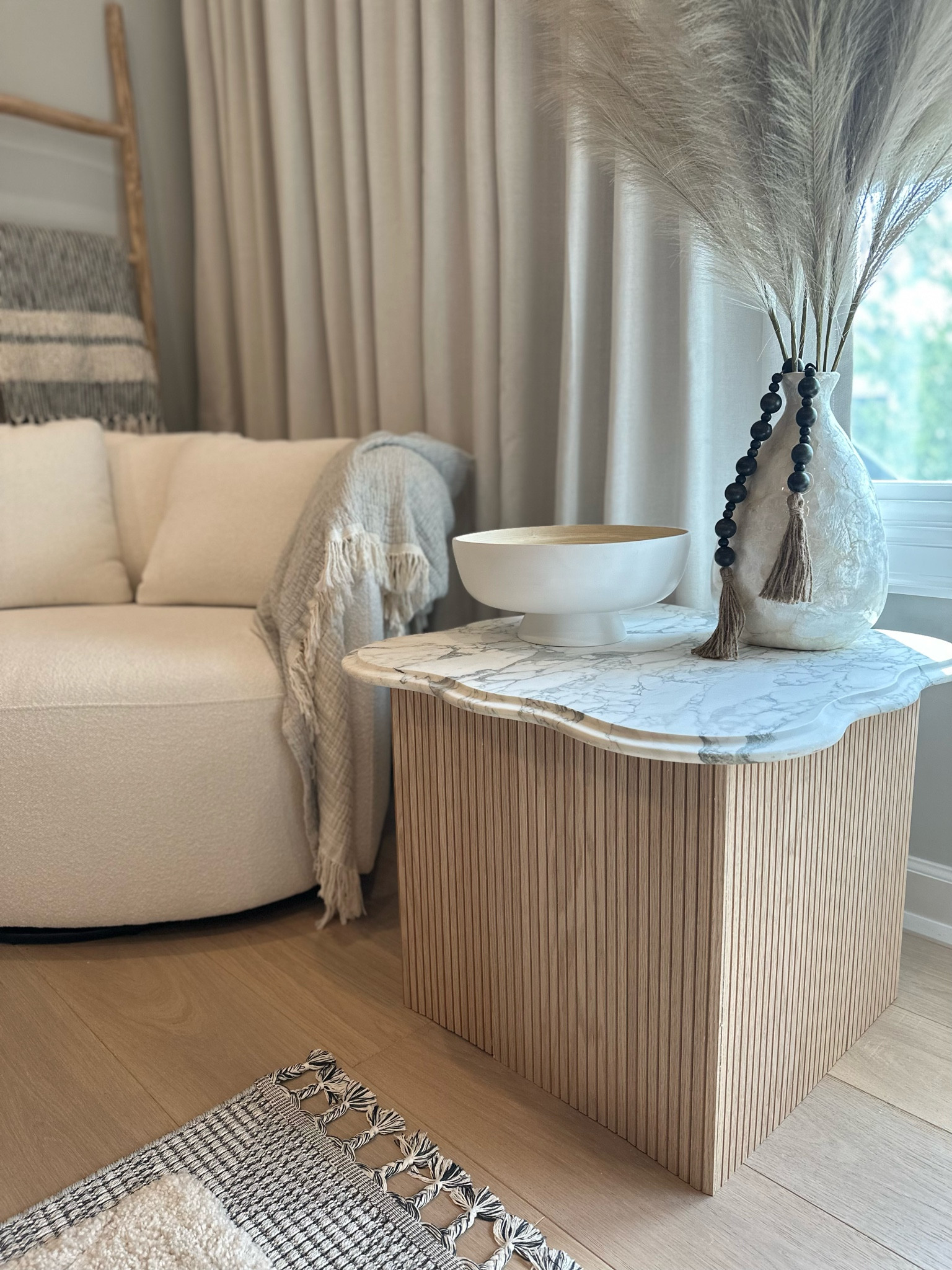 Marble Side Table DIY! The marble piece was a lucky Facebook marketplace find that I knew I could turn into something special. I found an inexpensive base on Wayfair that I could cover in pole wrap, and the end result did not disappoint! 🤍

#LTKhome #LTKfindsunder100 #LTKsalealert