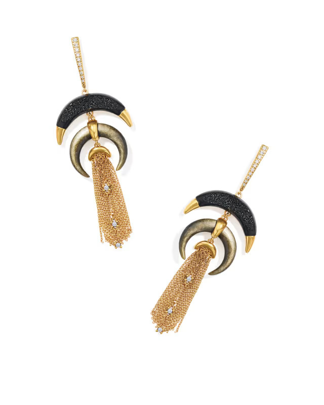 Lainey Wilson x Yellow Rose by Kendra Scott Vintage Gold Statement Earrings in Black Gold Mix | Kendra Scott