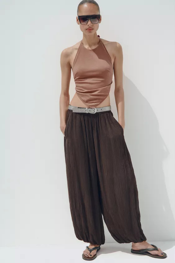 TEXTURED BALLOON TROUSERS | Zara UK