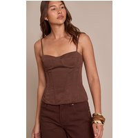 Chocolate Structured Corset Top | PrettyLittleThing US