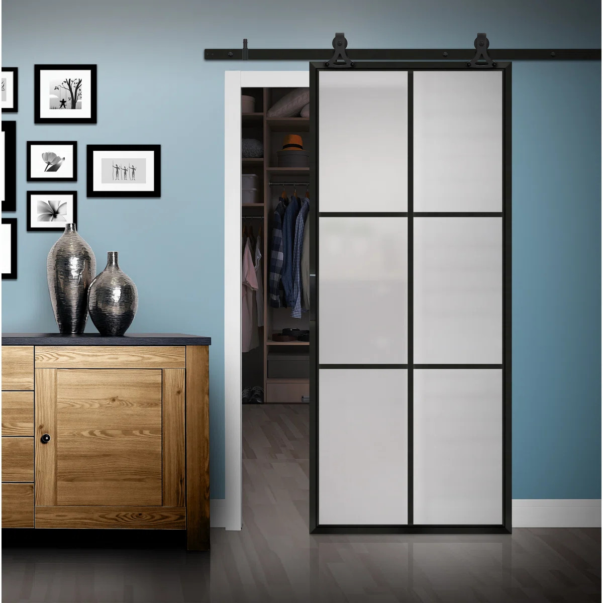 Tribeca 36'' x 84'' Glass without Installation Hardware Kit Barn Door | Wayfair North America