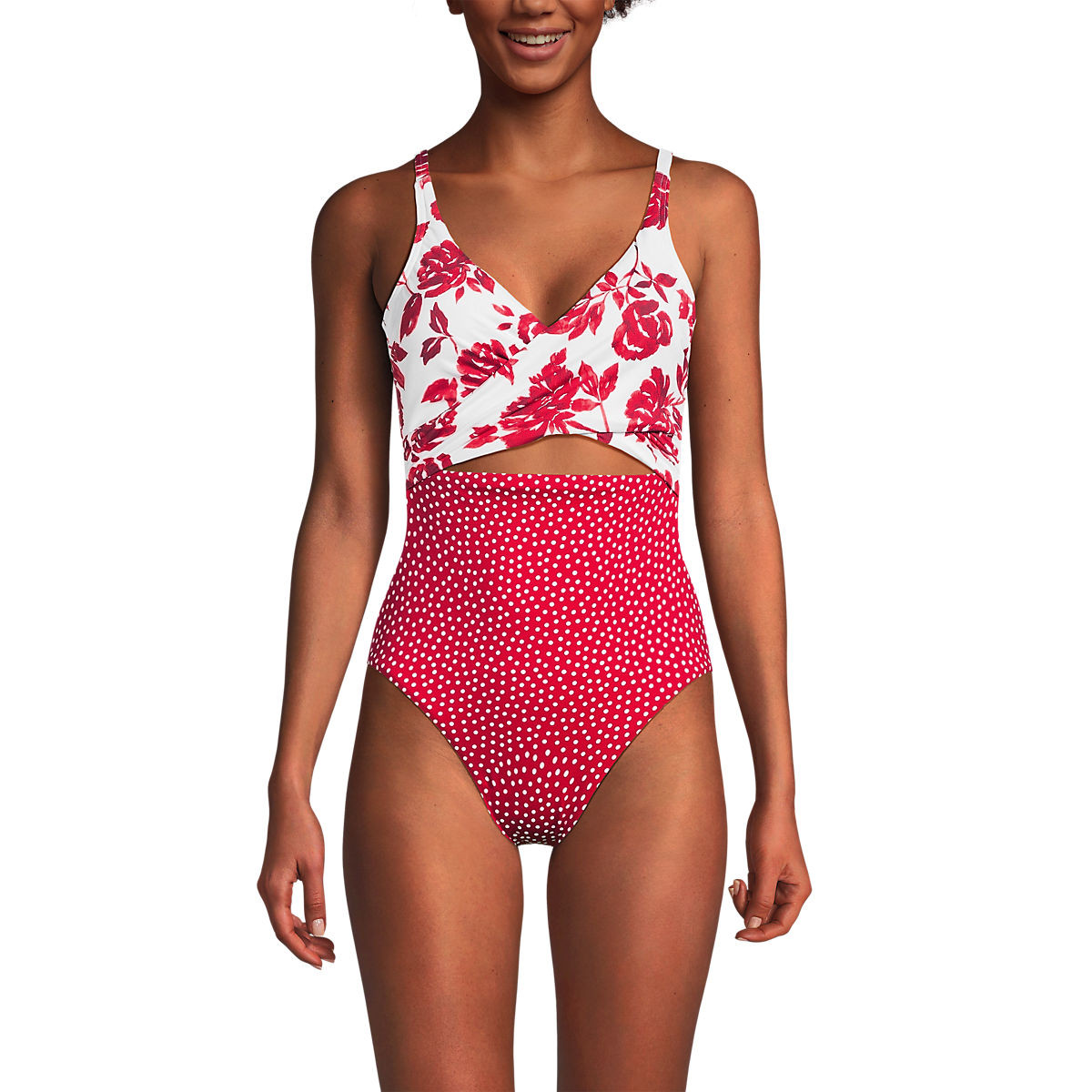 Women's Wrap Monokini High Leg One Piece Swimsuit | Lands' End (US)