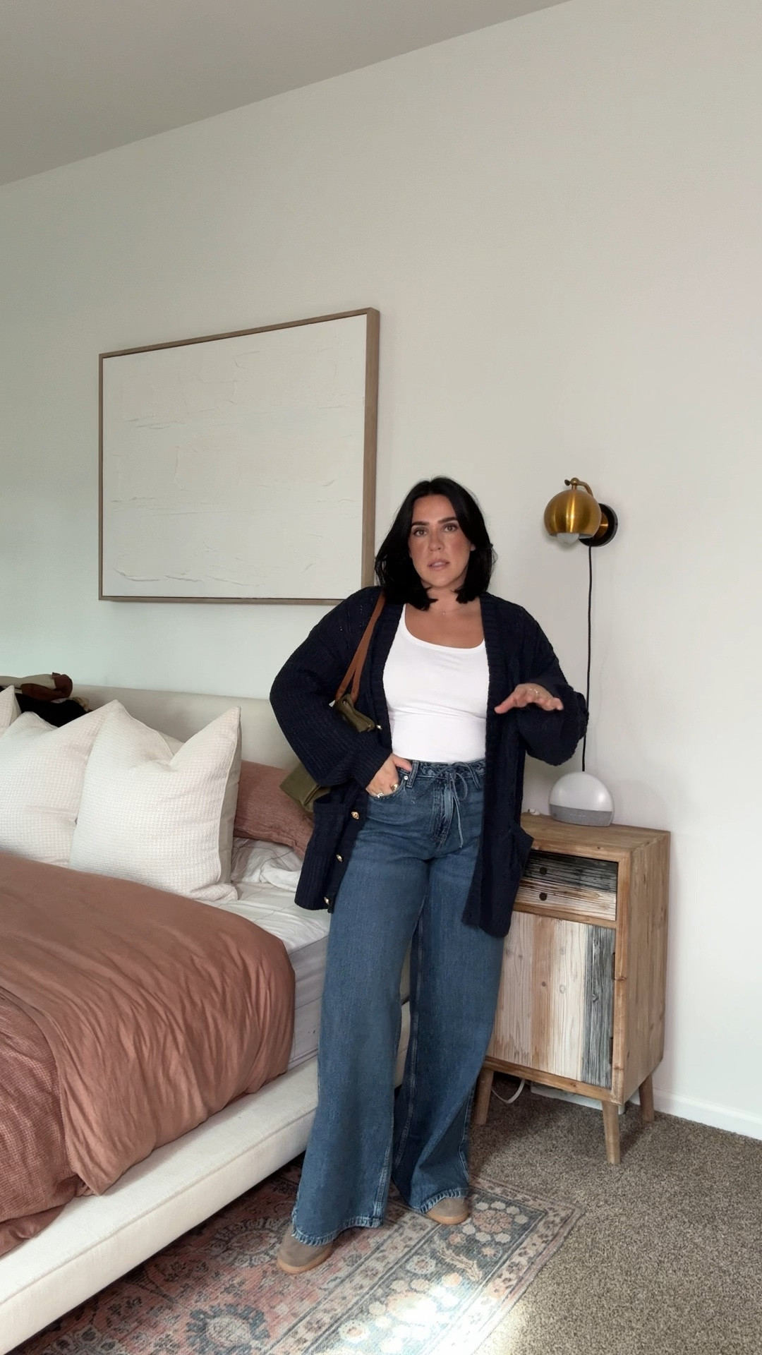 I was nervous about the grandpa sweater but styled, wow I think it might be my fav. So cute & oversized perfect casual everyday outfit or teacher outfit? The jeans are amazing, so stretchy and comfortable. You could even wear to Thanksgiving! I did a L!

#LTKStyleTip #LTKFindsUnder50 #LTKSeasonal