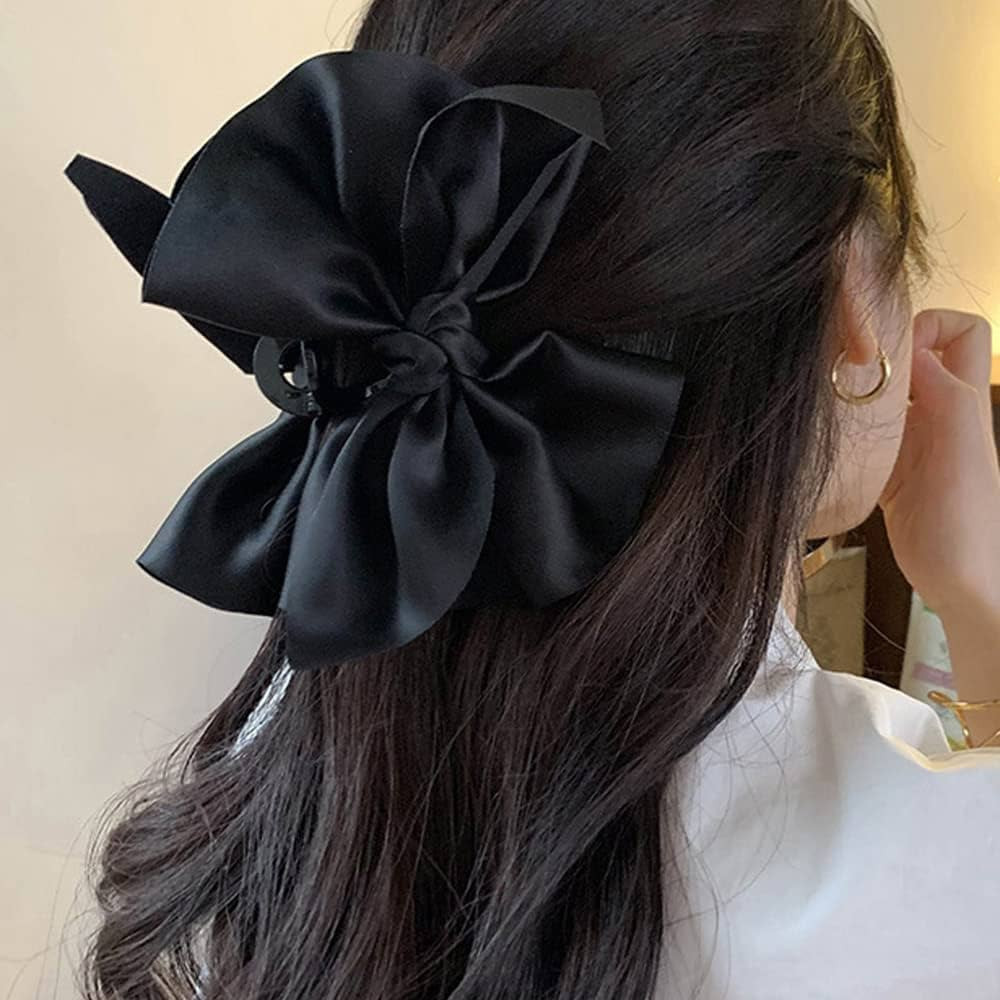 Wiwpar Large Chiffon Claw Clip Hair Bow big Bows Hair Claw Clips Jaw Barrettes Black Fabric Ribbo... | Amazon (US)