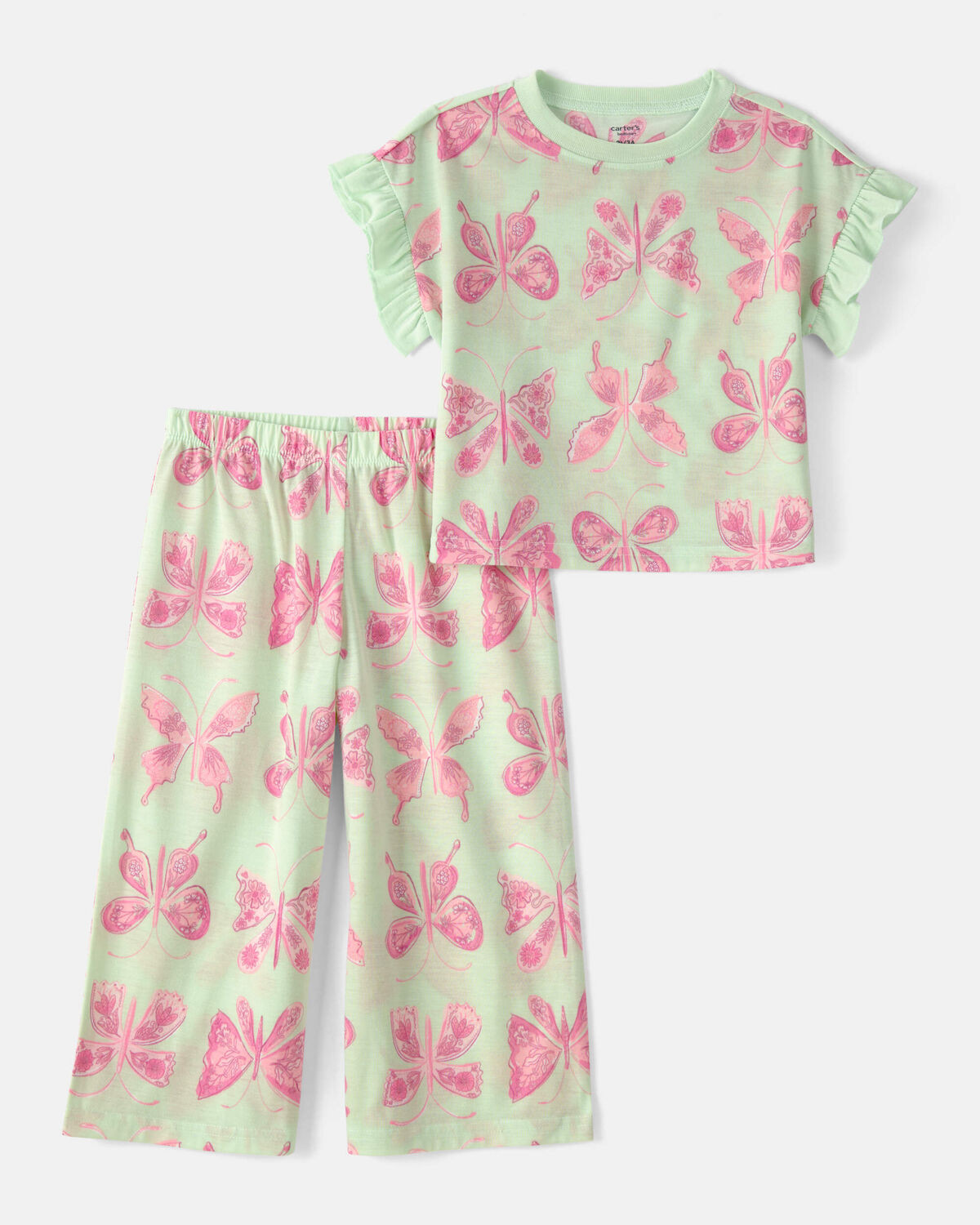 Toddler Girl Butterfly Loose Fit 2-Piece Pajama Set - Green | Carter's Inc