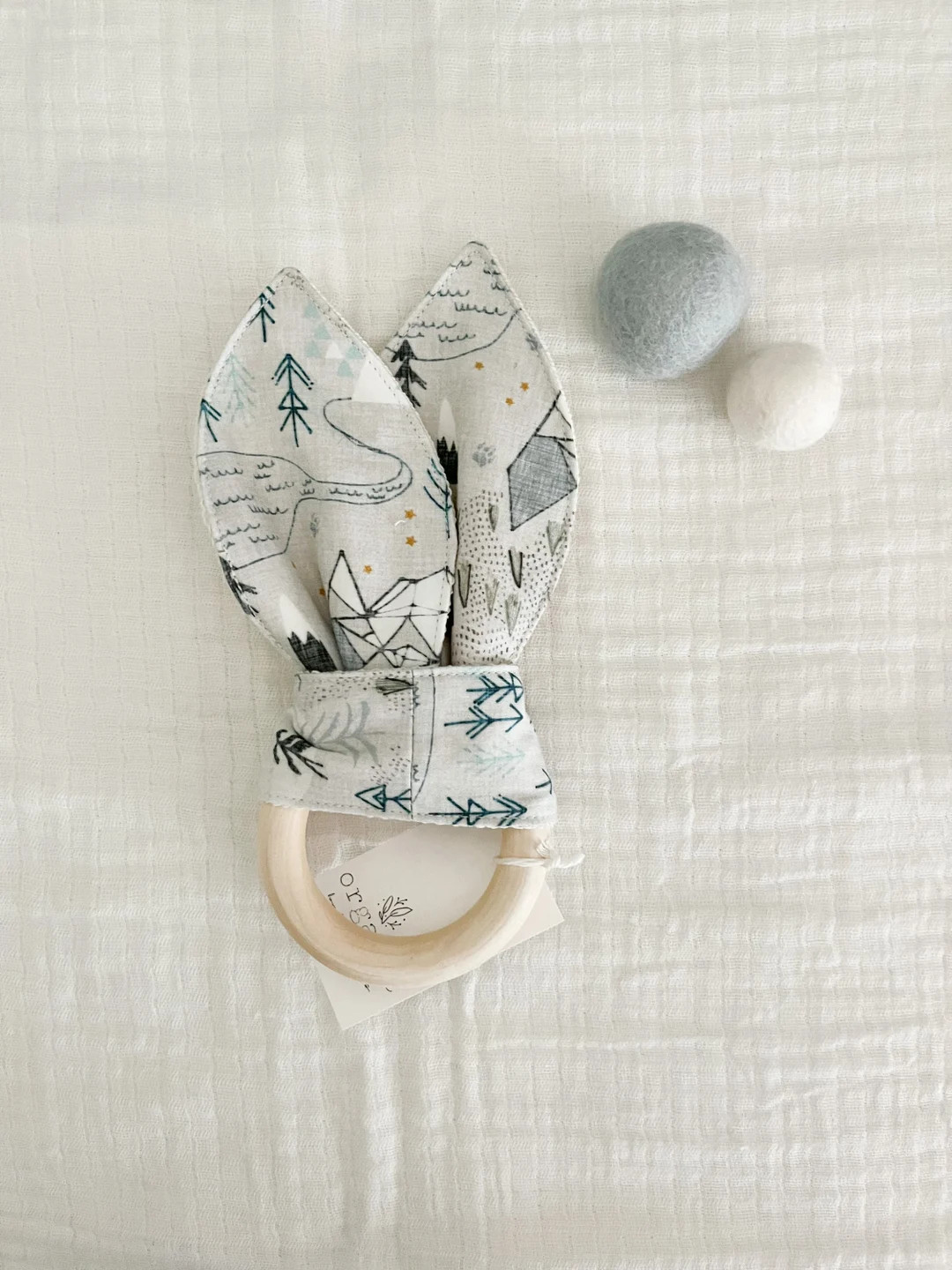 Organic Baby Teething Ringbaby Teether Toygift for Babybunny Ear Teethermountain Mapbaby Toy 6-12... | Etsy (US)