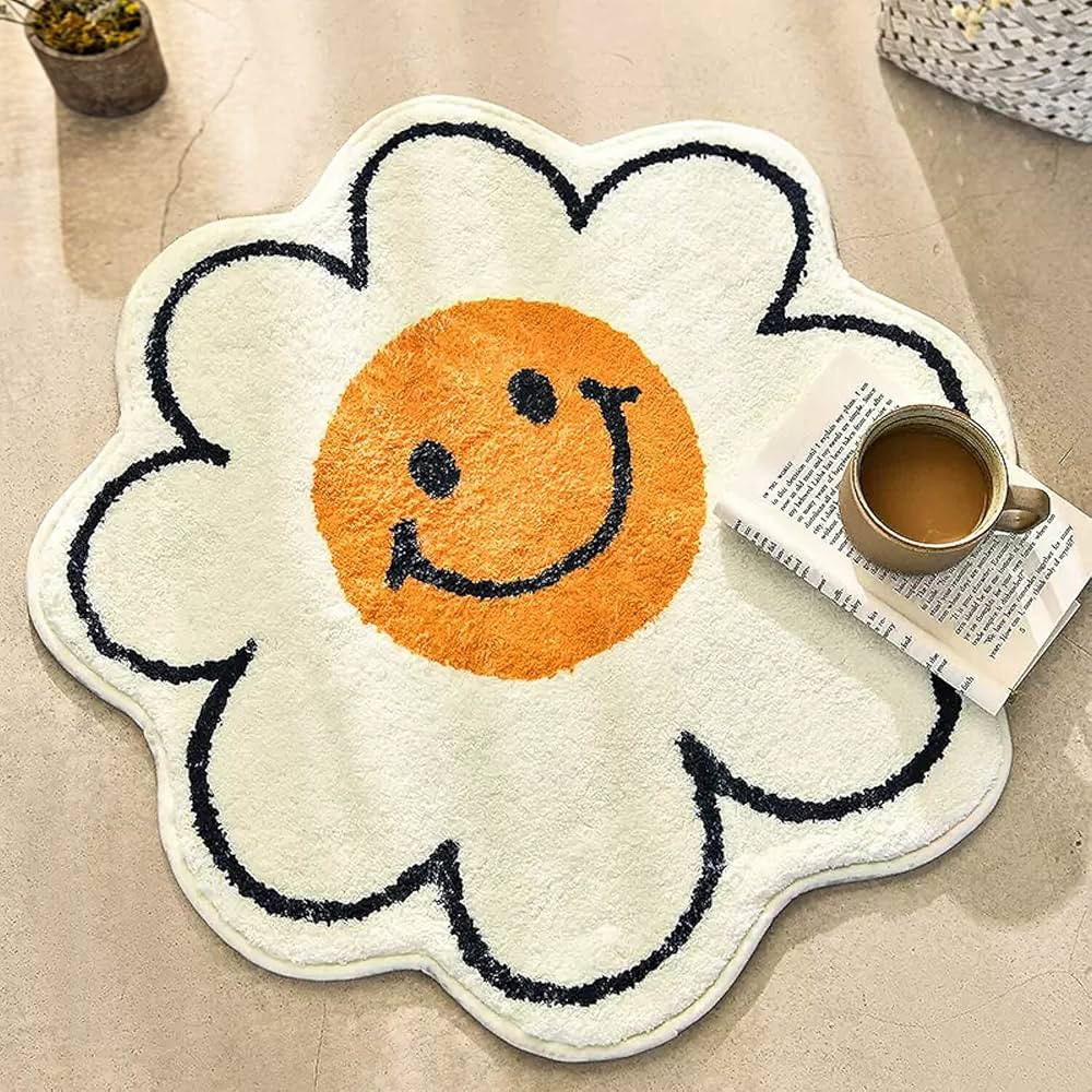 FOMAILE Bathroom Rugs Cute Bath Mat Sunflower Mat Happy Face Rug Strong Water Absorption Bath Rug... | Amazon (US)