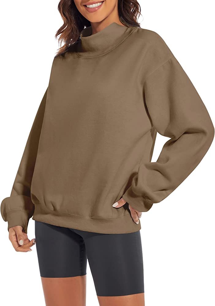 MISSACTIVER Women’s Oversized Turtle Neck Sweatshirt Fleece Long Sleeve Drop Shoulder Collar So... | Amazon (US)