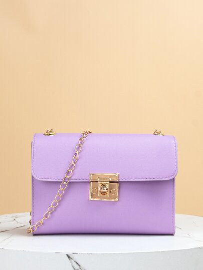 Twist Lock Flap Chain Bag | SHEIN