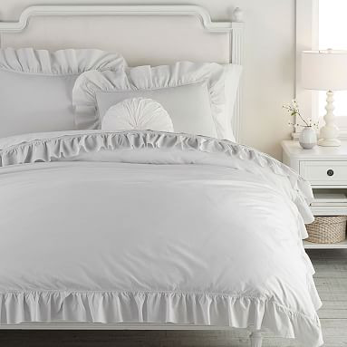 Washed Cotton Ruffle Organic Duvet Cover & Sham | Pottery Barn Teen | Pottery Barn Teen