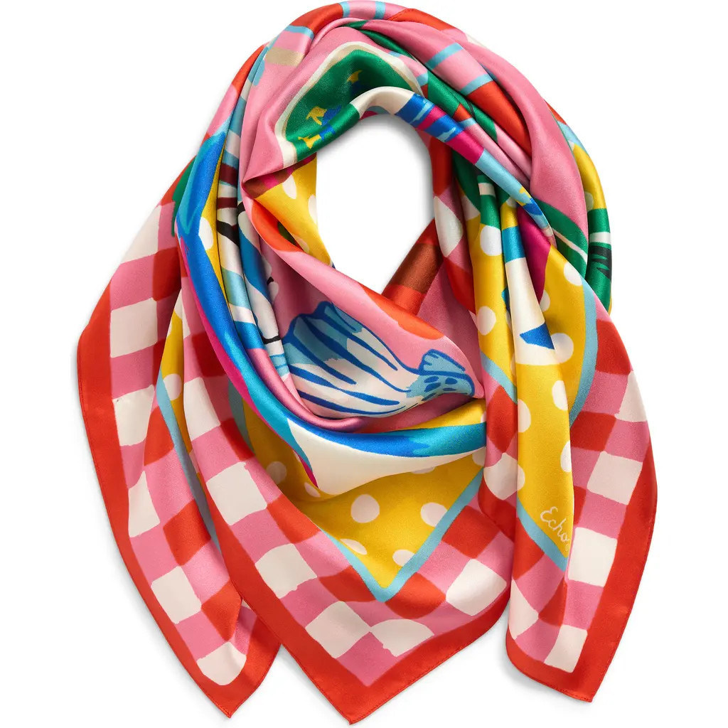 Echo Beach Picnic Silk Square Scarf in Beach Pink at Nordstrom | Nordstrom