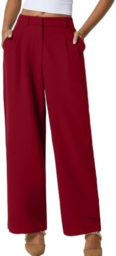 QINSEN Wide Leg Dress Pants for Women High Waisted Wrinkle Free Work Pants with Pockets Casual Sl... | Amazon (US)
