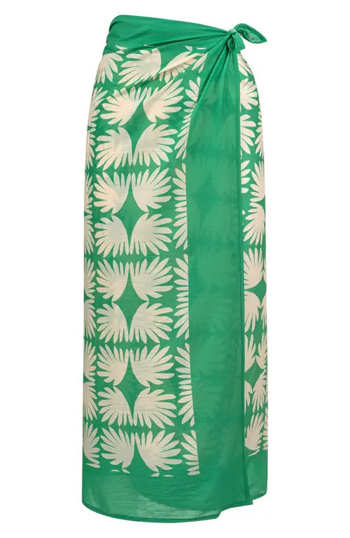 Sunshine Tienda Viridian Tile Print Cotton Sarong in Green at Nordstrom | Nordstrom