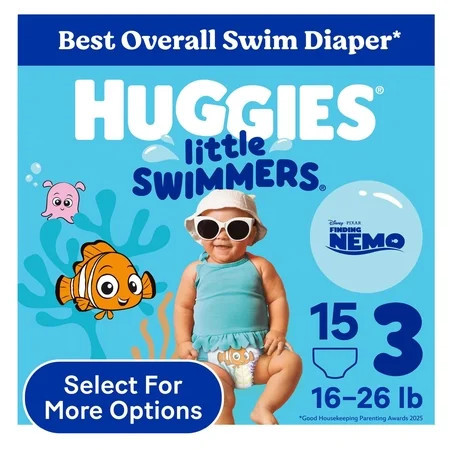 Huggies Little Swimmers Disposable Swim Diapers, Size 3 (16-26 lbs), 15 Count (Select for More) | Walmart (US)