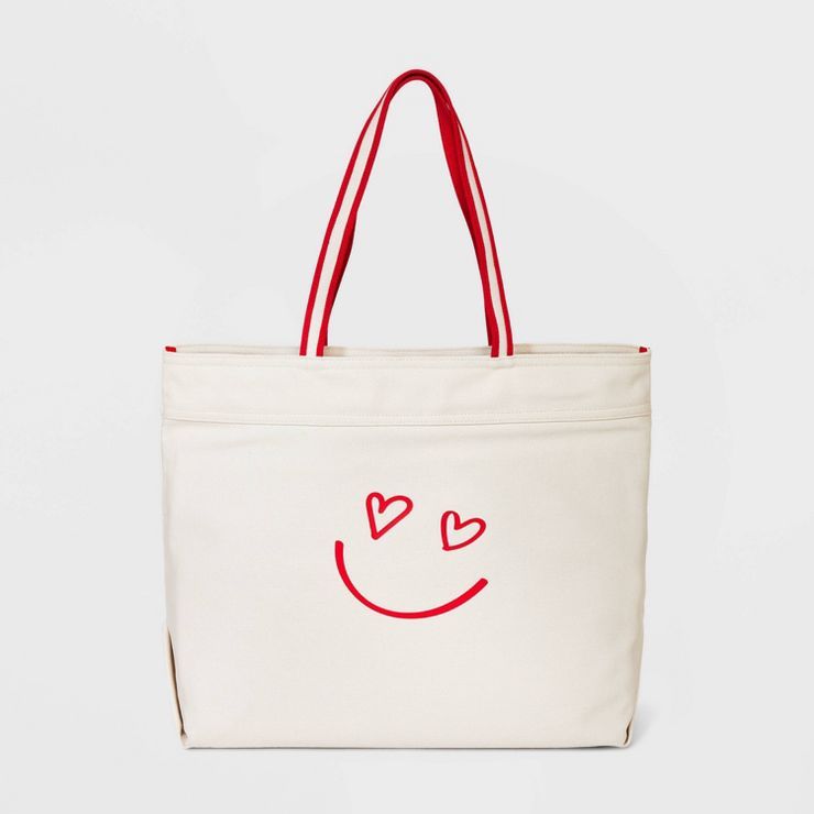 Smile Canvas Tote - A New Day&#8482; Cream | Target